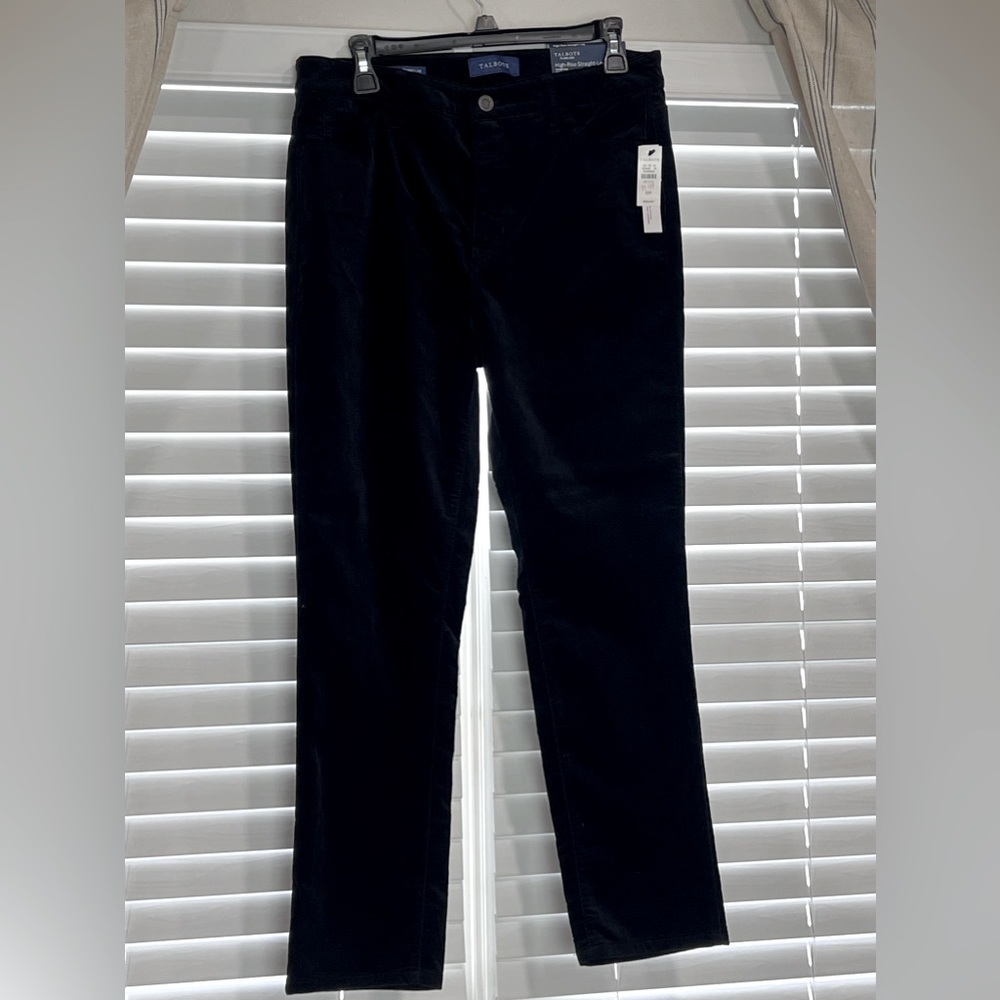 NWT TALBOTS FLAWLESS HI RISE STRAIGHT LEG BLACK VELVET 5pk PANTS SZ 10p